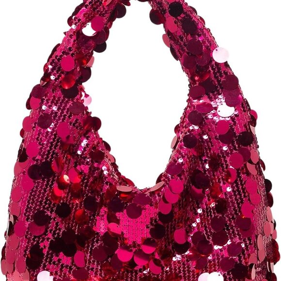 Elegant Hot Pink Glitter Clutch Handbag - Sparkling Accessory for Special Events - Picture 1 of 5